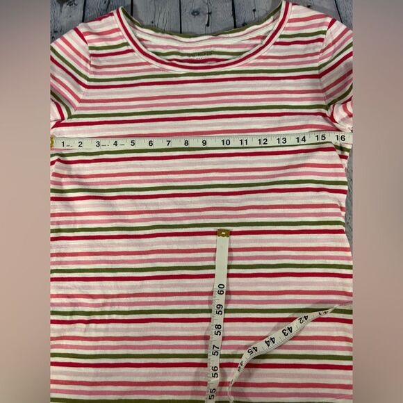 Talbots Pink Red Green Striped Preppy Classic Beachy Vacation Comfy Tshirt S - Picture 6 of 9